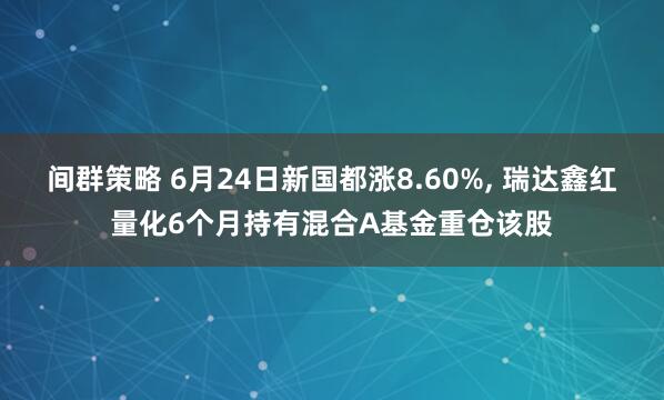 间群策略 6月24日新国都涨8.60%, 瑞达鑫红量化6个月持有混合A基金重仓该股
